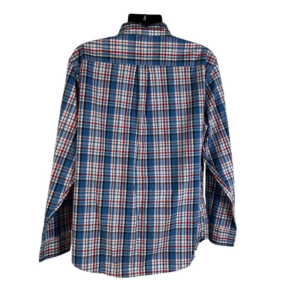 Chaps Men's XL Red Blue‎ Plaid Button Down Shirt Long Sleeve Casual 100%Cotton - Picture 3 of 15
